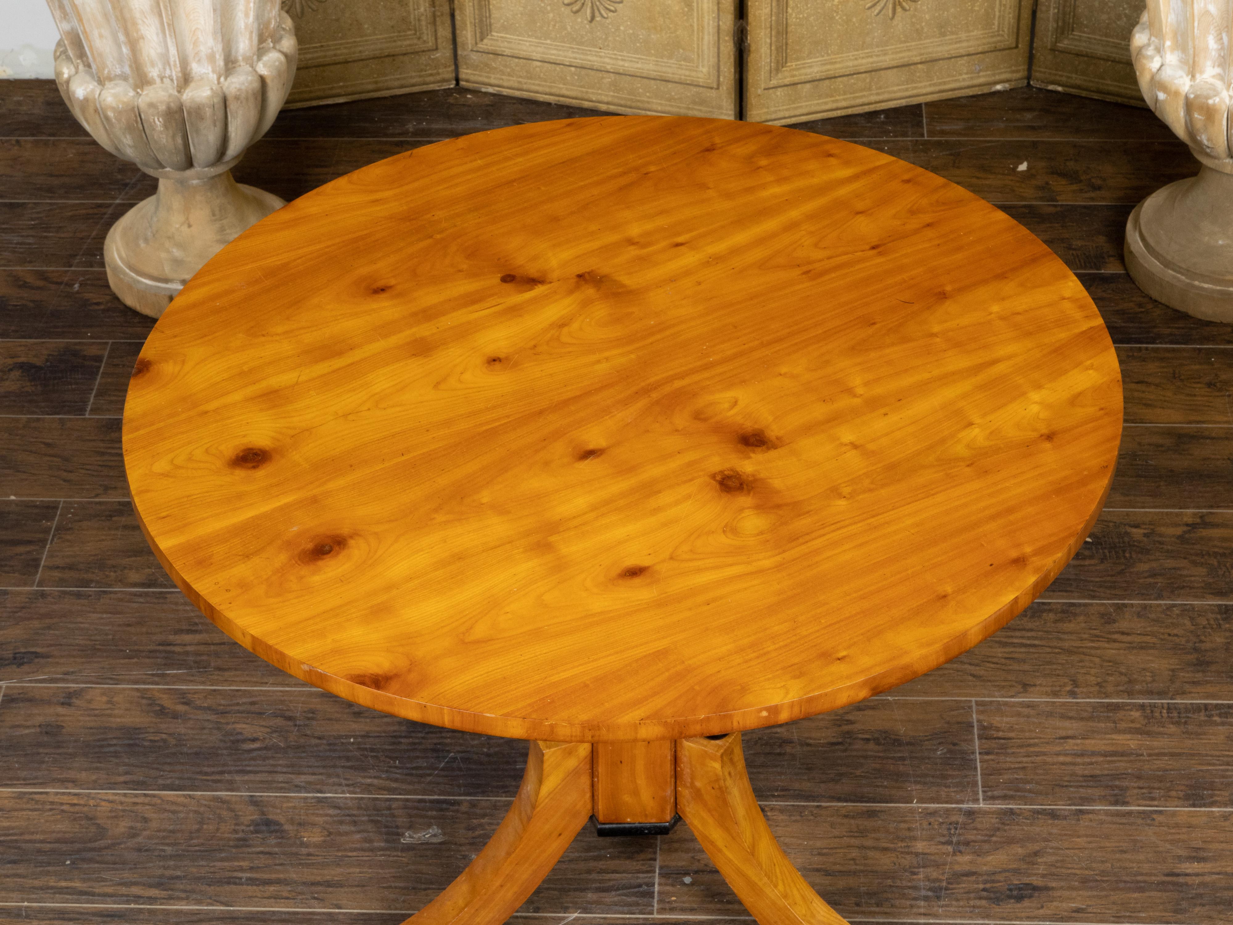 Austrian Biedermeier Period 19th Century Pine Center Table with Round Top and Tripod Base For Sale