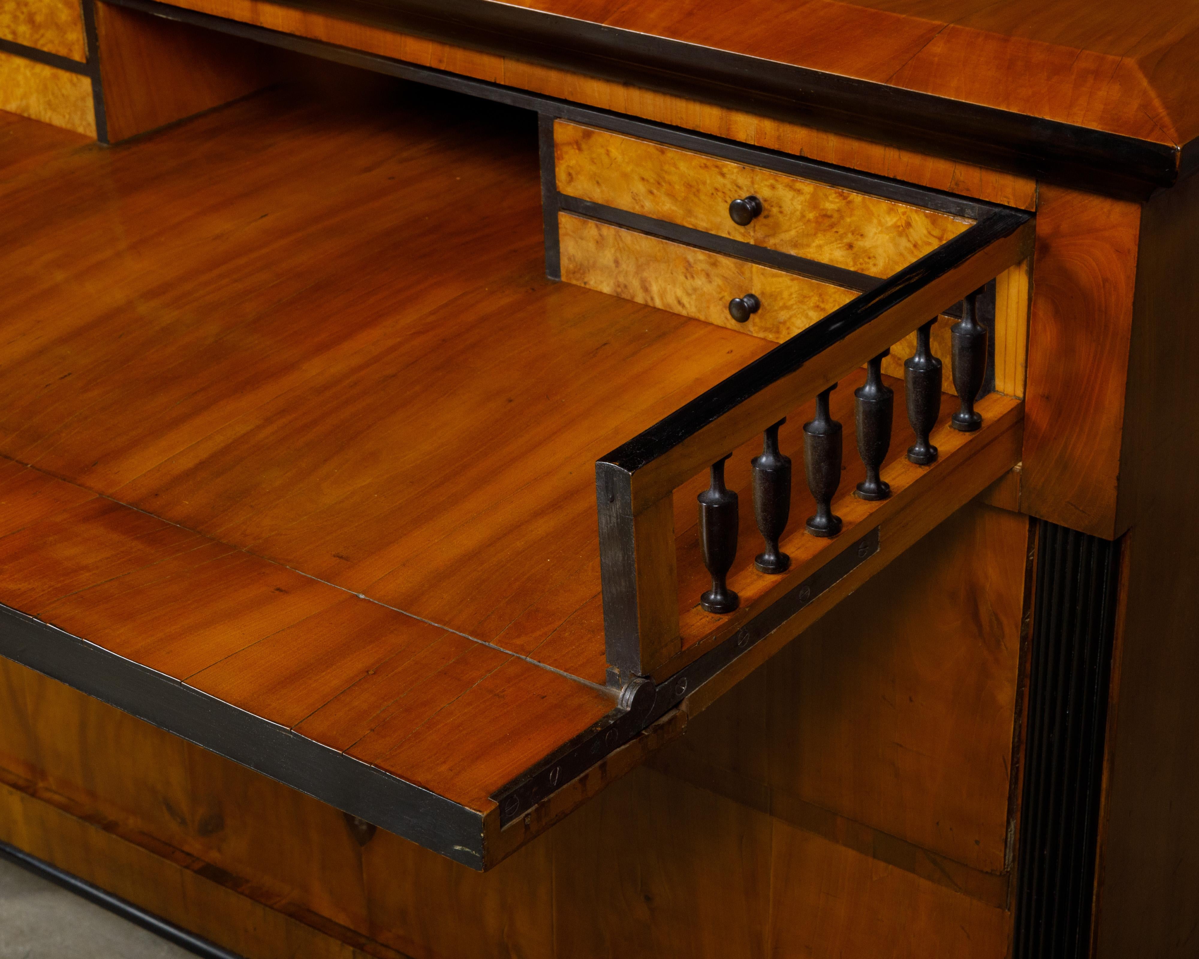 Biedermeier Period 19th Century Walnut Butler's Chest with Drop Front Desk For Sale 4