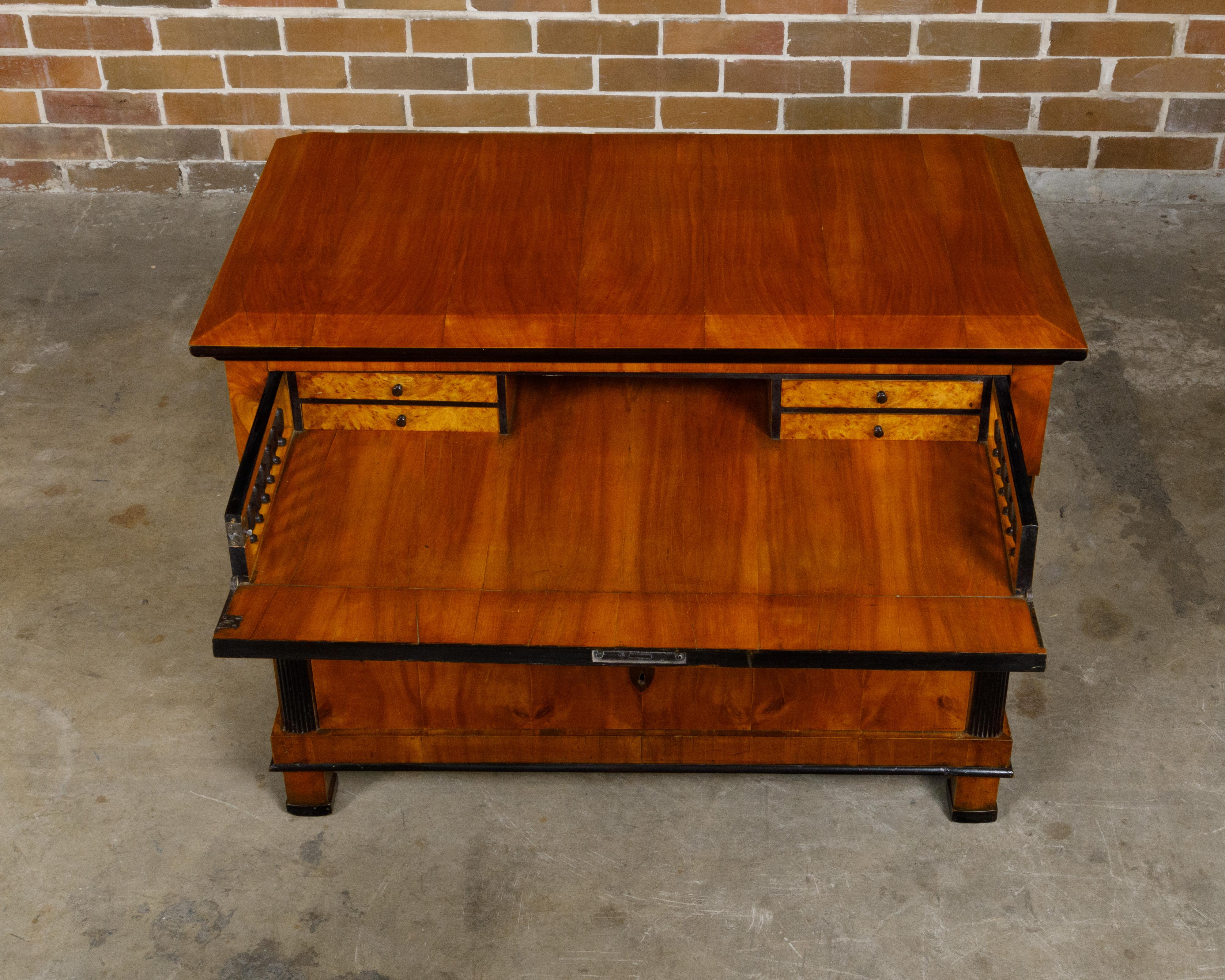 Biedermeier Period 19th Century Walnut Butler's Chest with Drop Front Desk For Sale 5