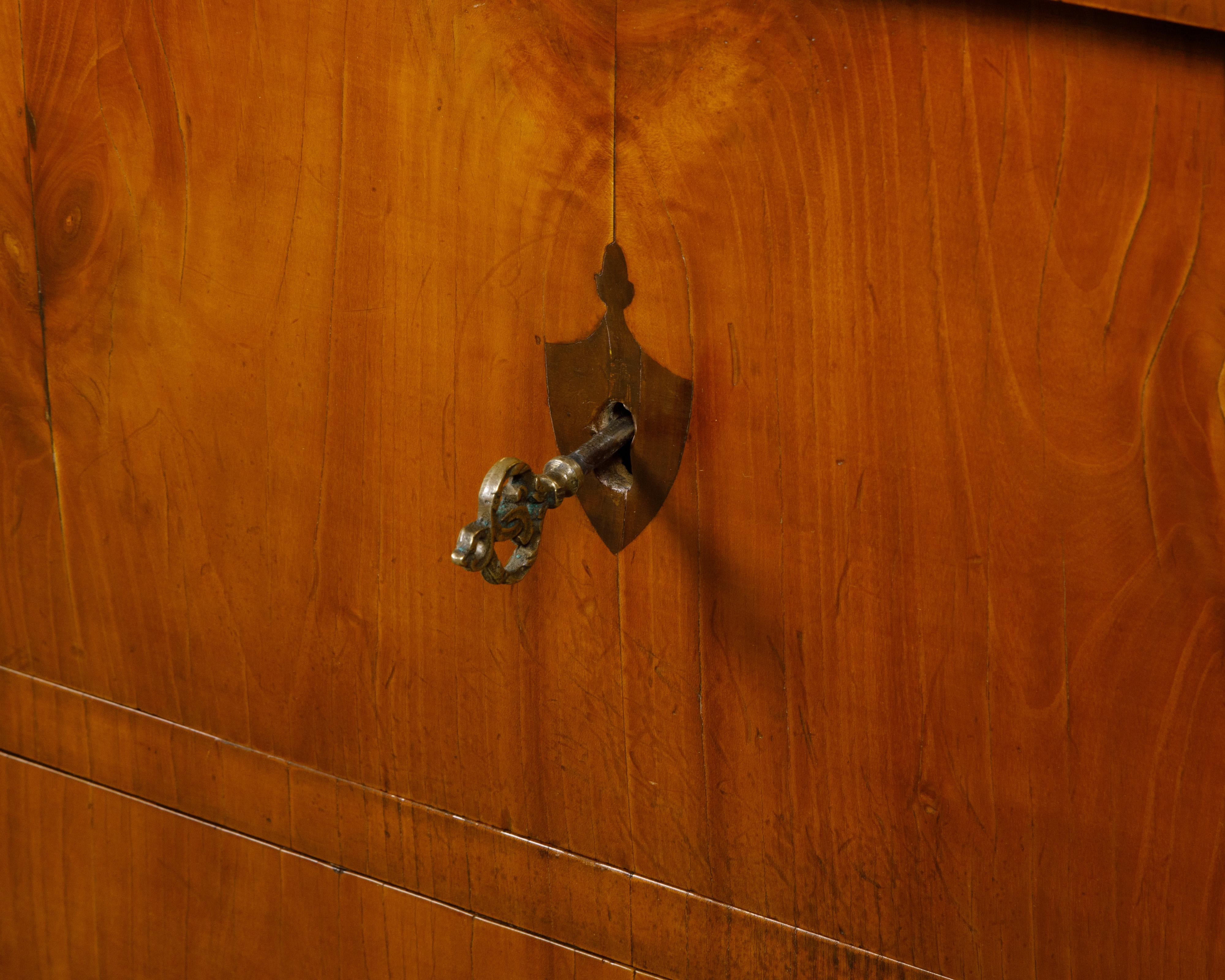 Biedermeier Period 19th Century Walnut Butler's Chest with Drop Front Desk For Sale 9