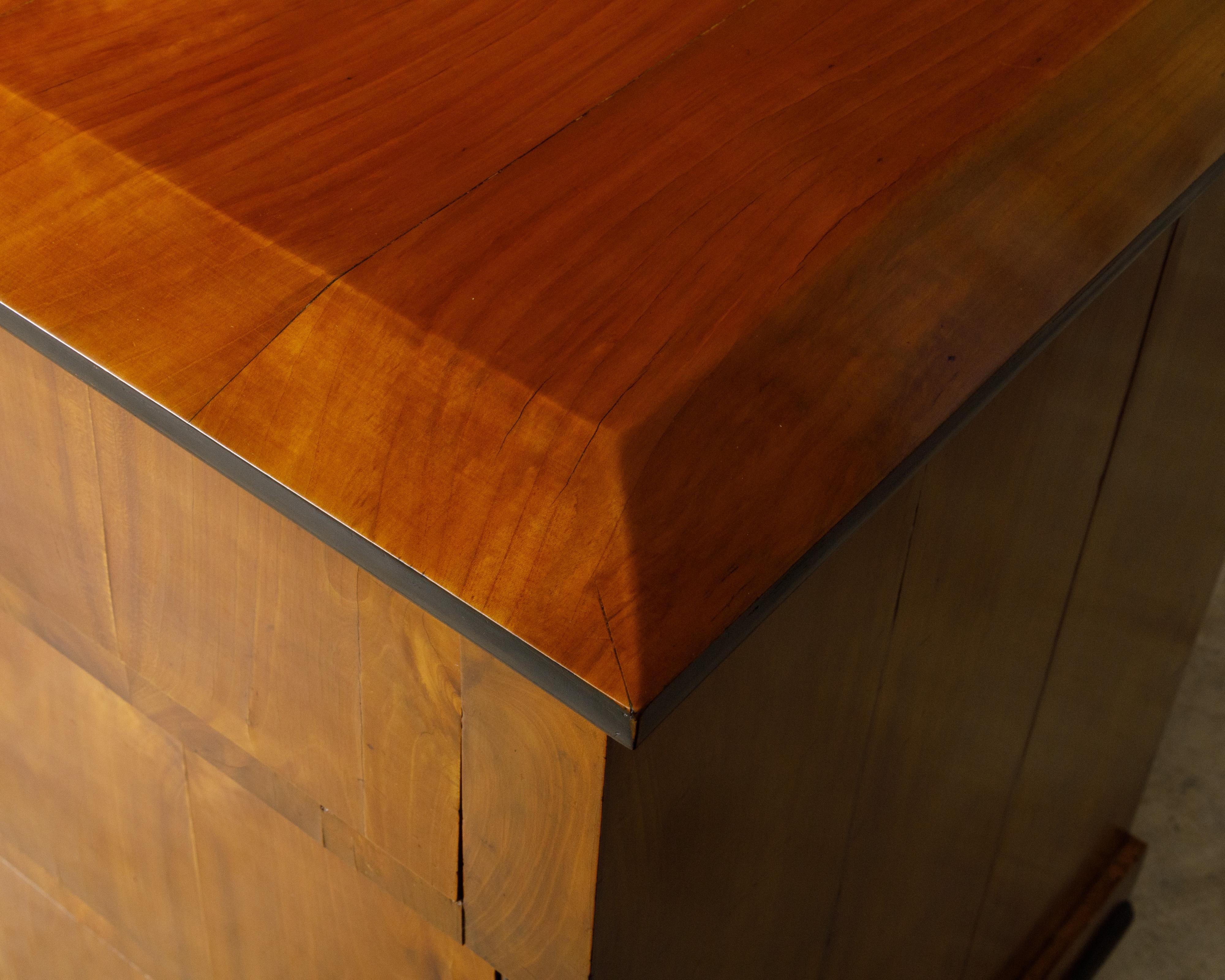 Biedermeier Period 19th Century Walnut Butler's Chest with Drop Front Desk For Sale 13