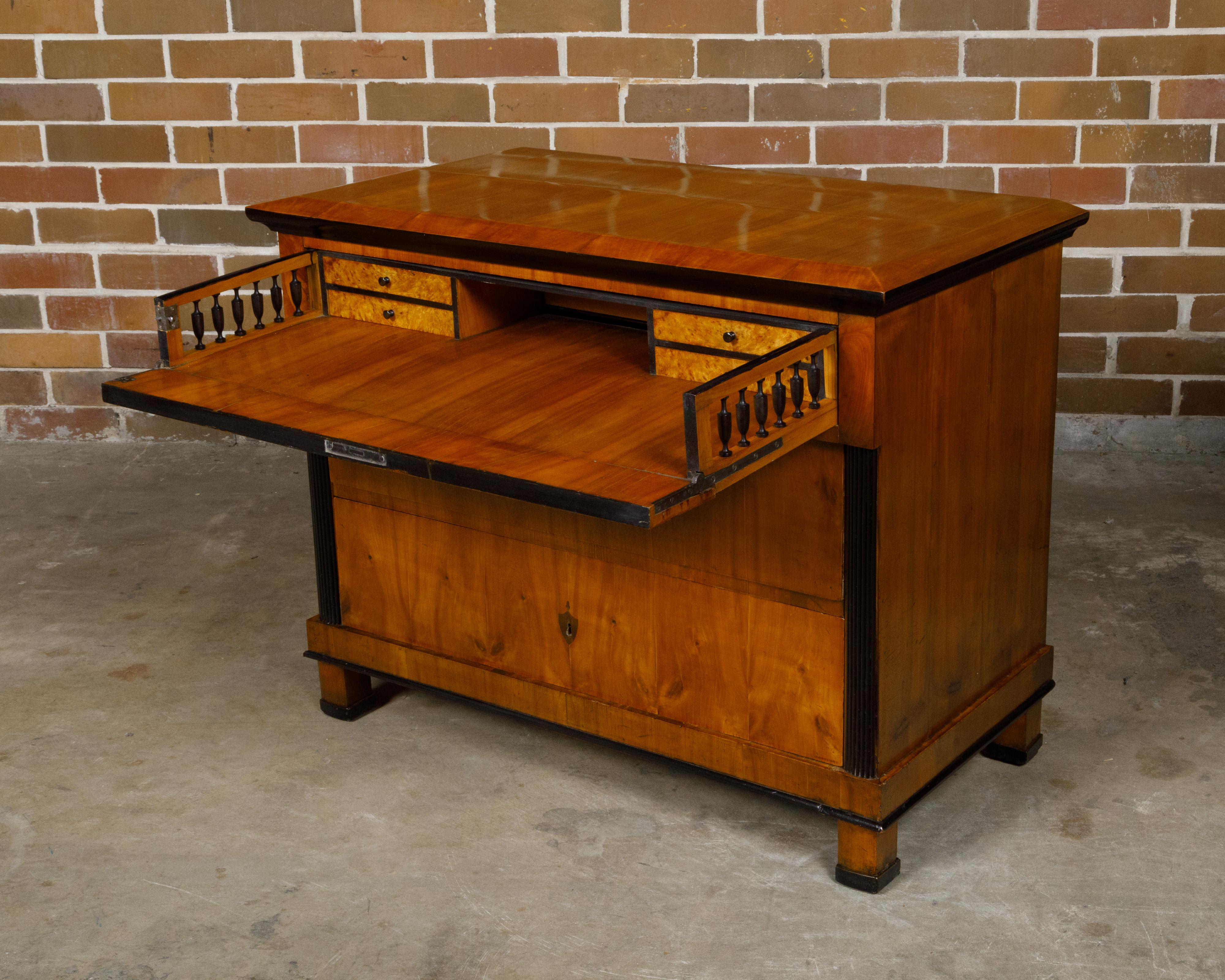 Biedermeier Period 19th Century Walnut Butler's Chest with Drop Front Desk For Sale 1