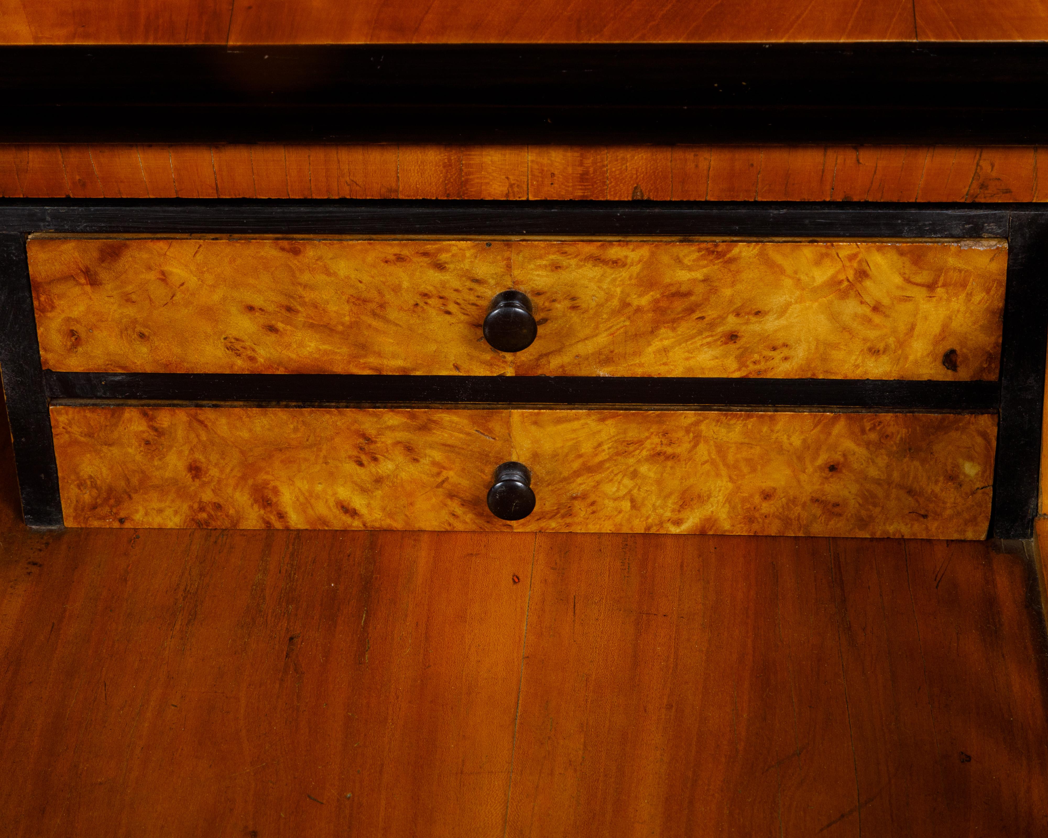 Biedermeier Period 19th Century Walnut Butler's Chest with Drop Front Desk For Sale 3