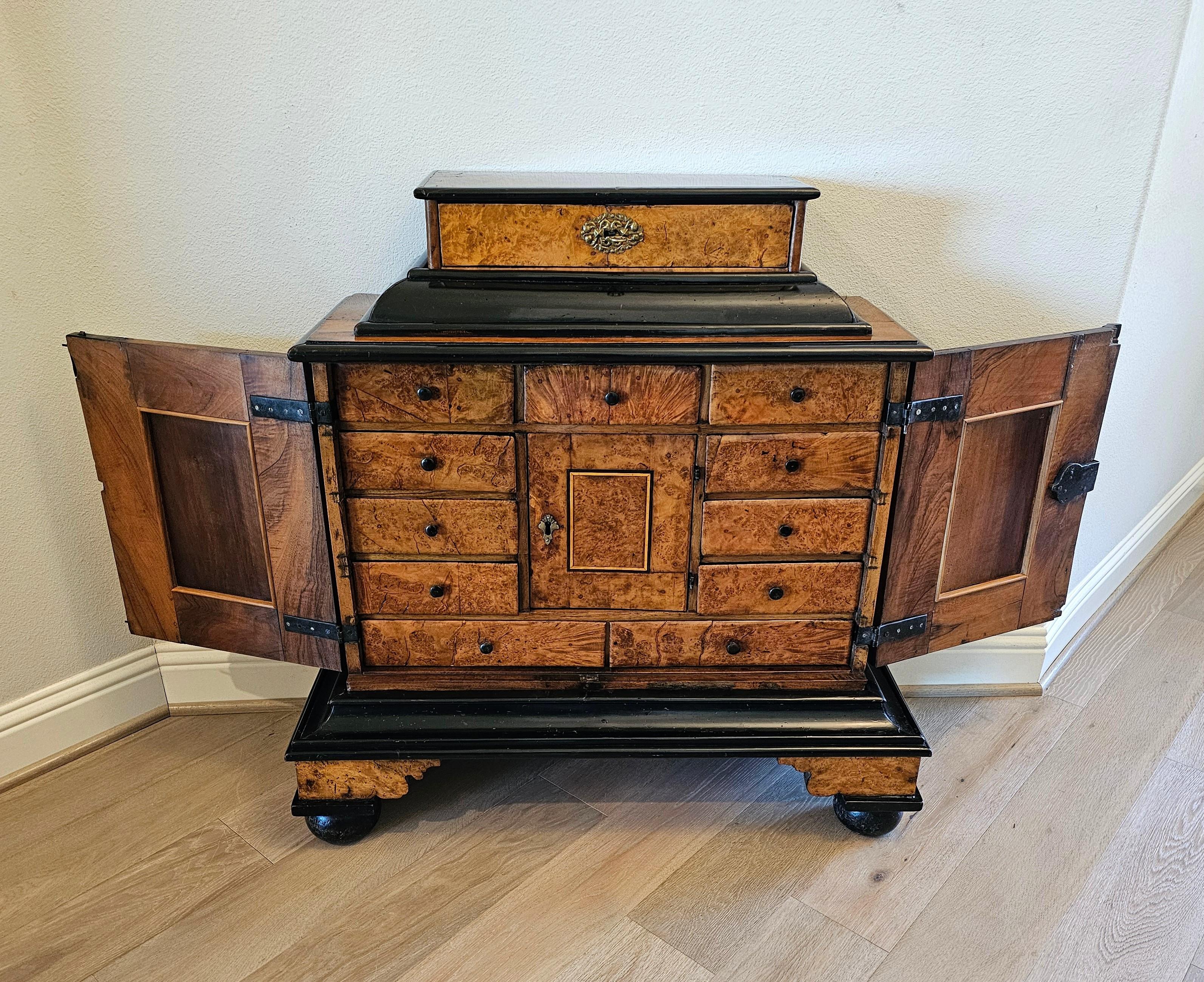 Biedermeier Period Burlwood Table Cabinet Of Curiosities Wunderkammer 19th C. For Sale 6