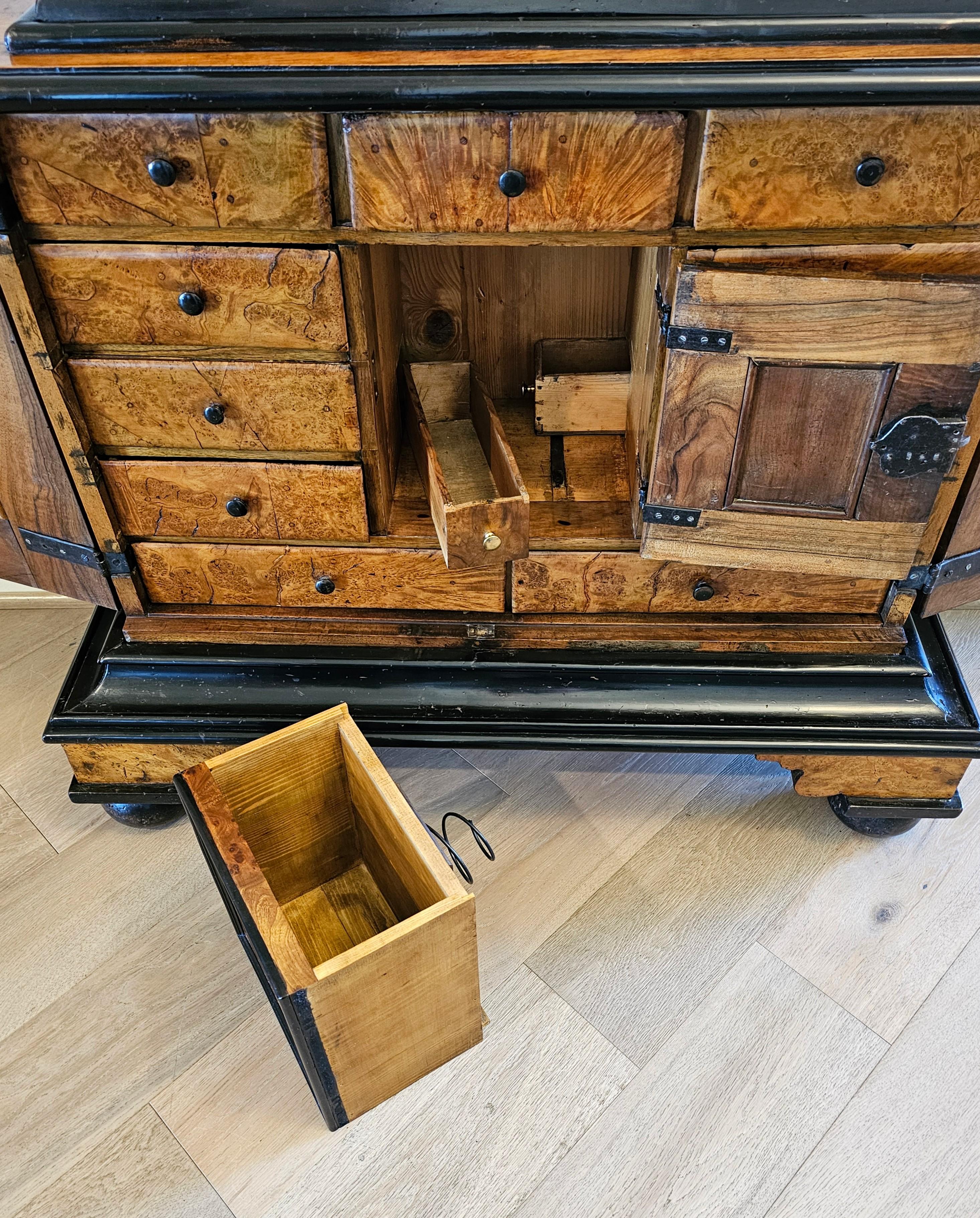 Biedermeier Period Burlwood Table Cabinet Of Curiosities Wunderkammer 19th C. For Sale 10