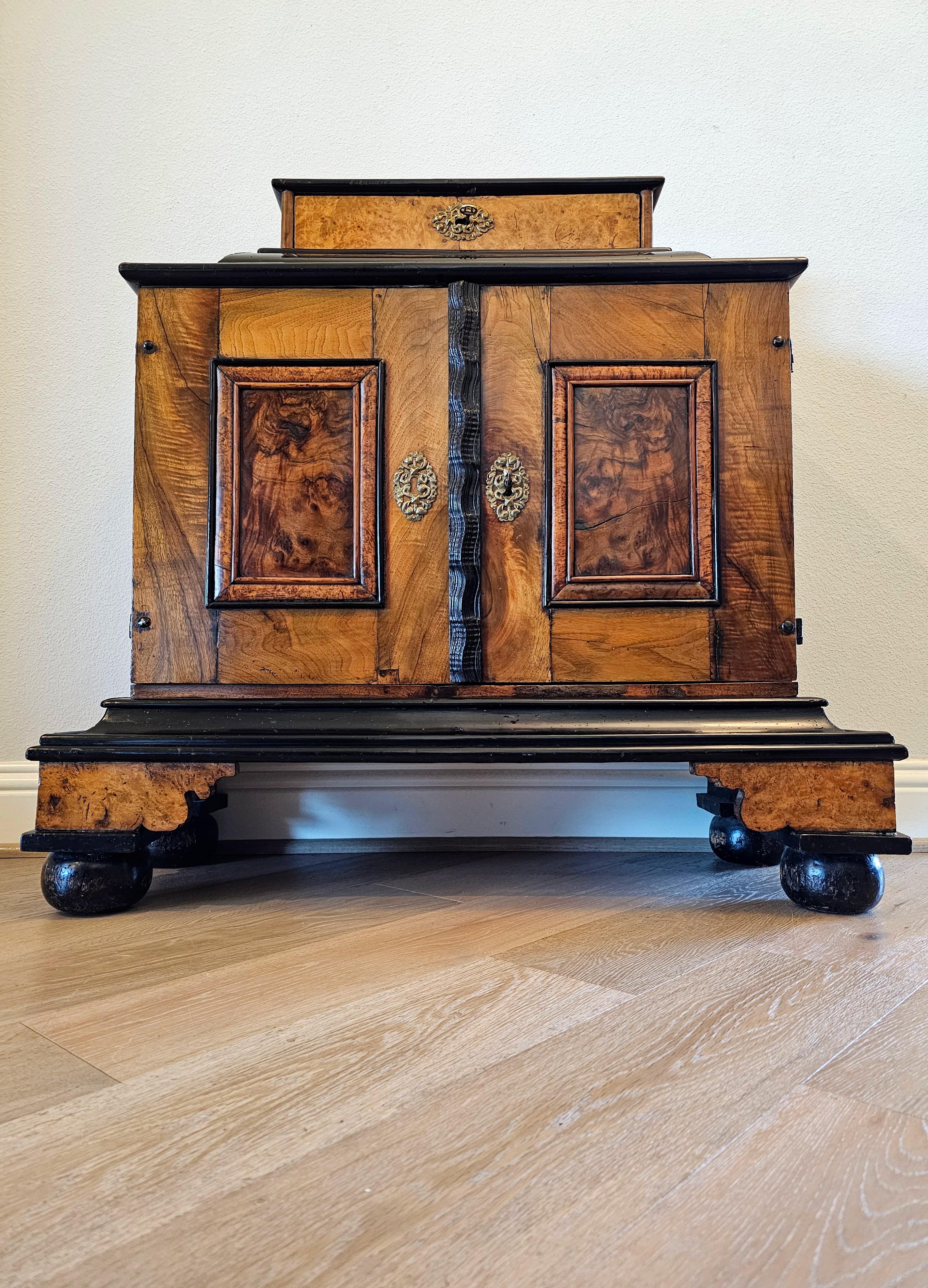 Biedermeier Period Burlwood Table Cabinet Of Curiosities Wunderkammer 19th C. In Good Condition For Sale In Forney, TX