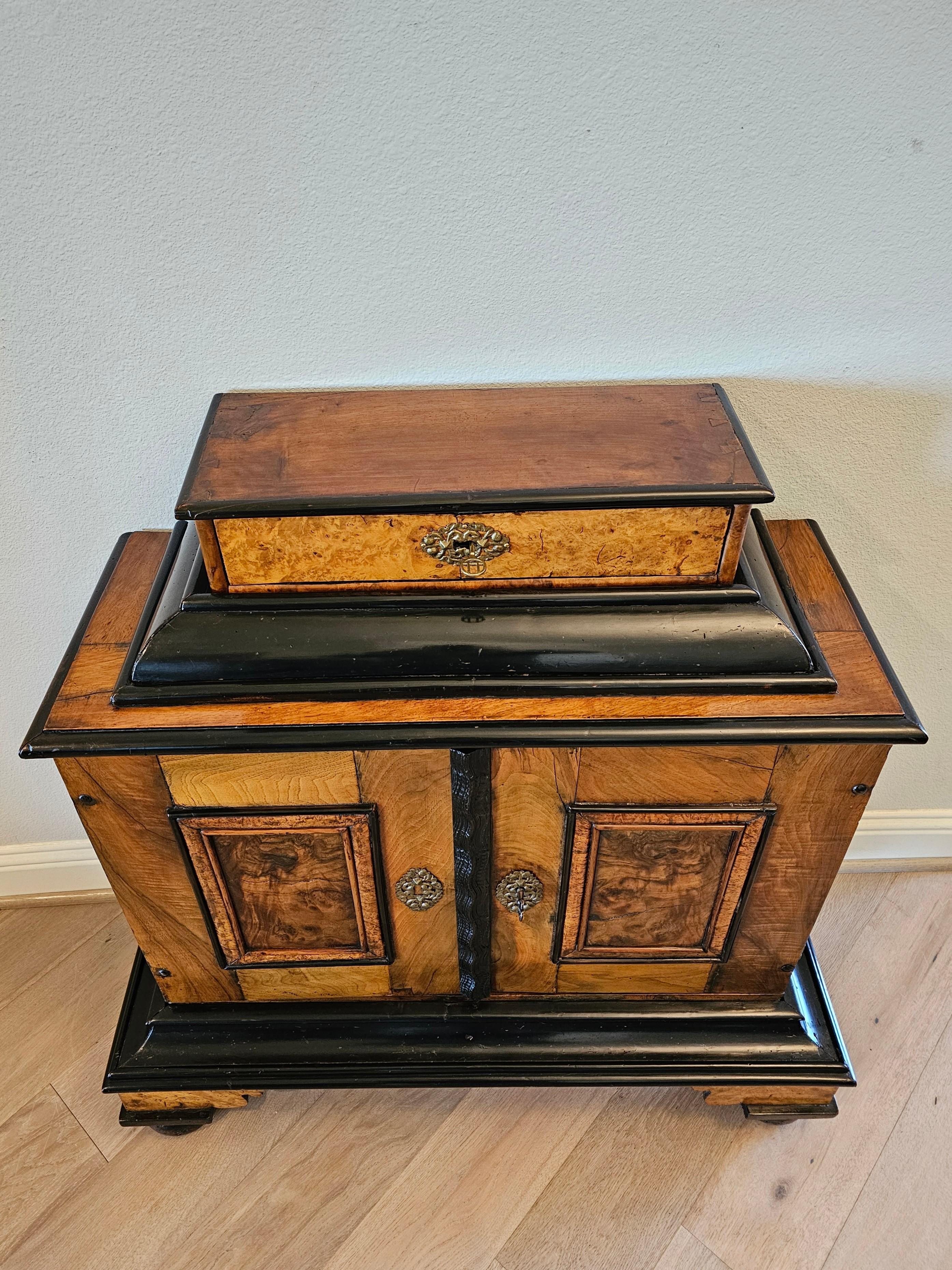 19th Century Biedermeier Period Burlwood Table Cabinet Of Curiosities Wunderkammer 19th C. For Sale