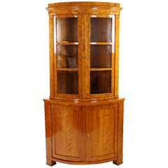 Biedermeier Period Corner Cupboard, Glass Cabinet, Vitrine, circa 1830-1840