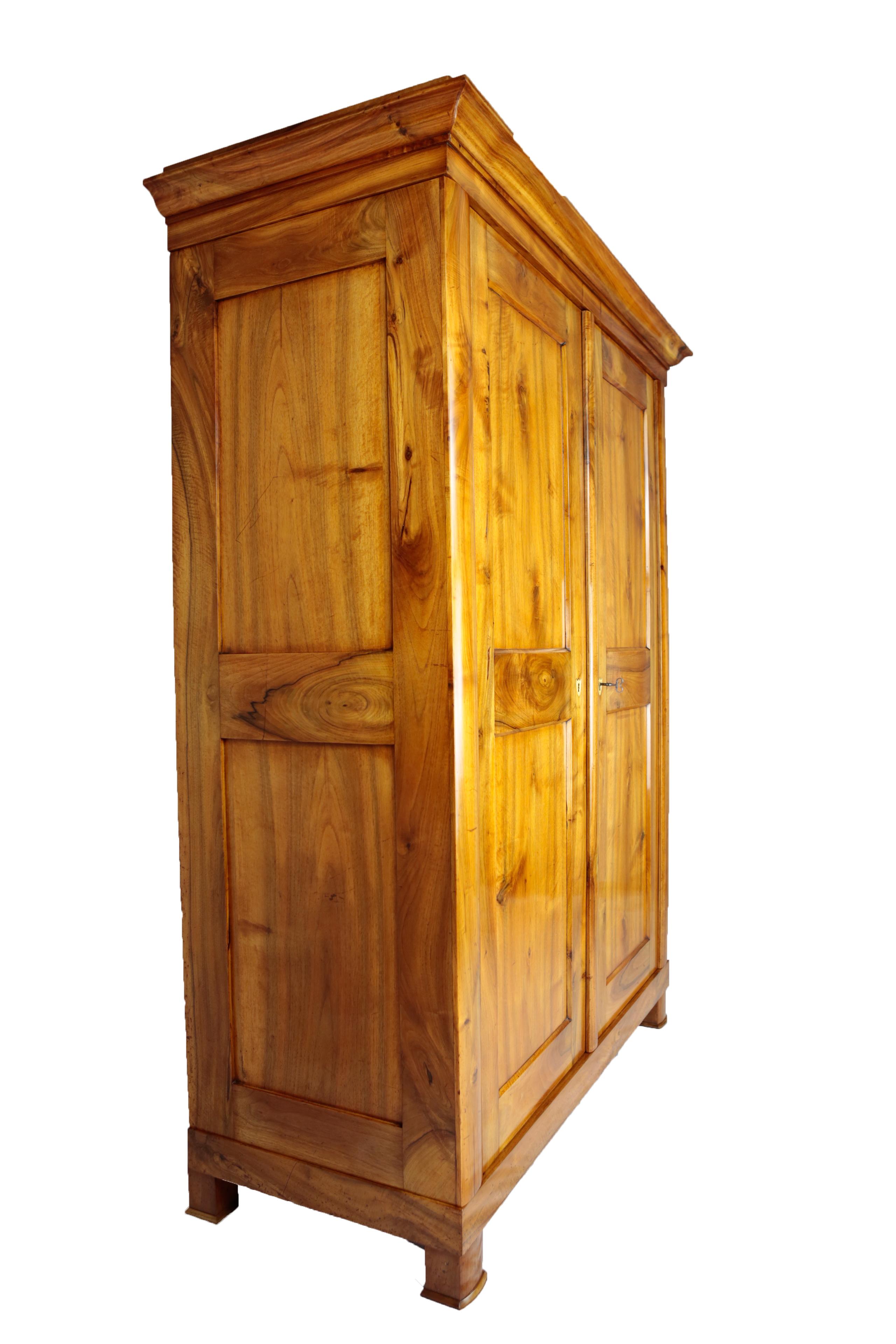 German Biedermeier Period Cupboard Cabinet, Massive Nutwood, circa 1830