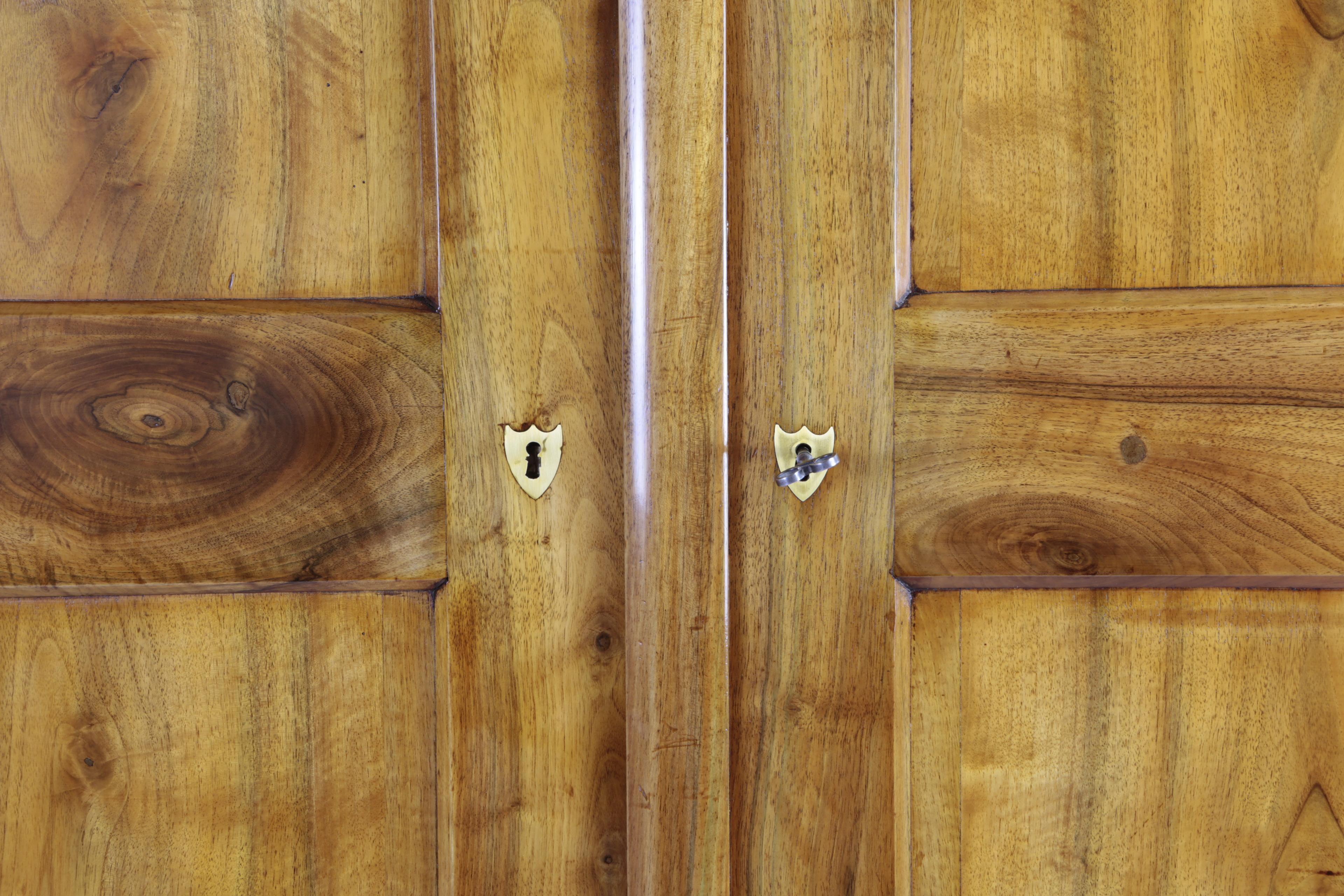 Biedermeier Period Cupboard Cabinet, Massive Nutwood, circa 1830 3