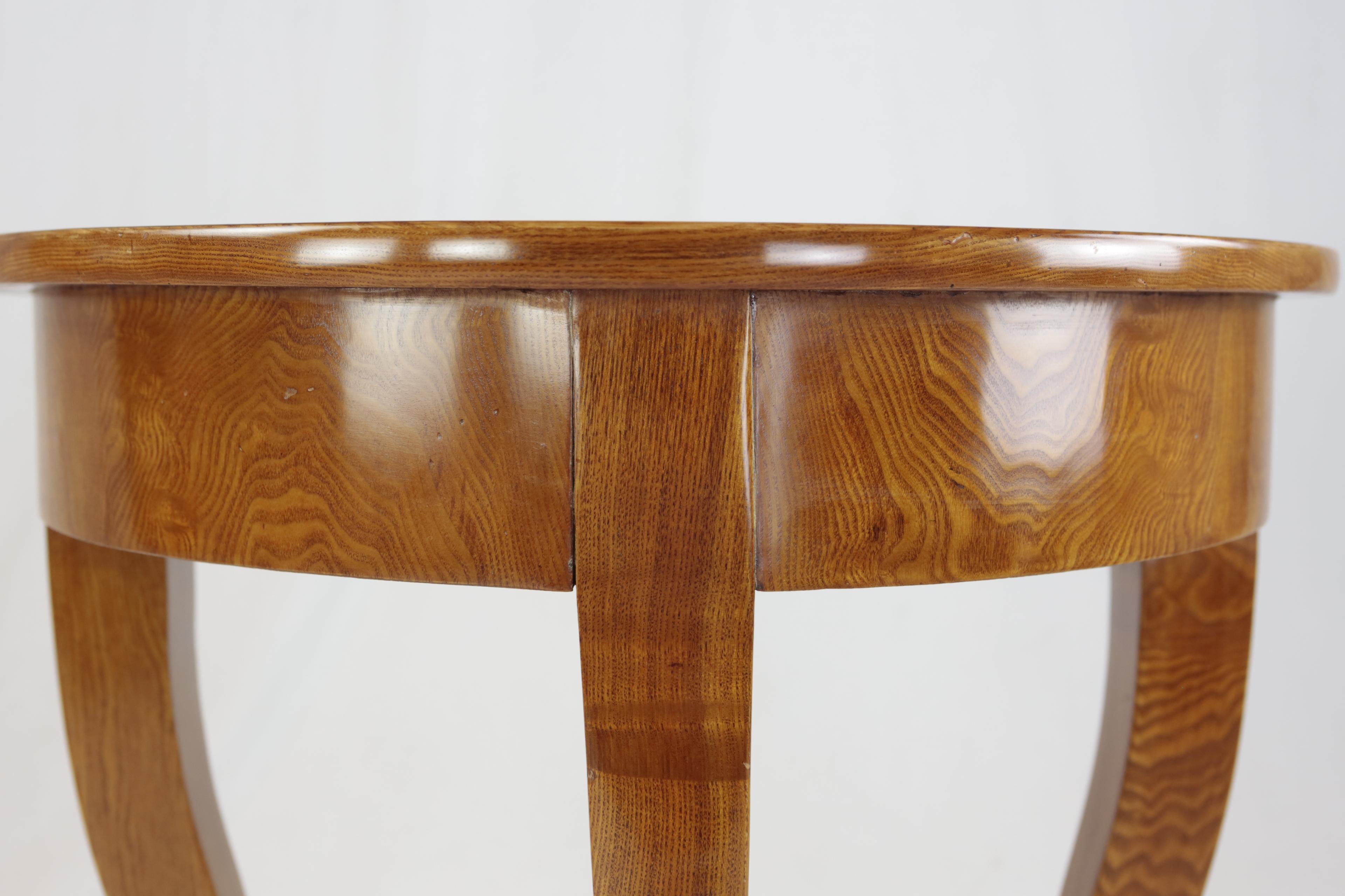 Mid-19th Century Biedermeier Period Demilune Console Table, Solid Ash, circa 1830, Shellac Polish For Sale