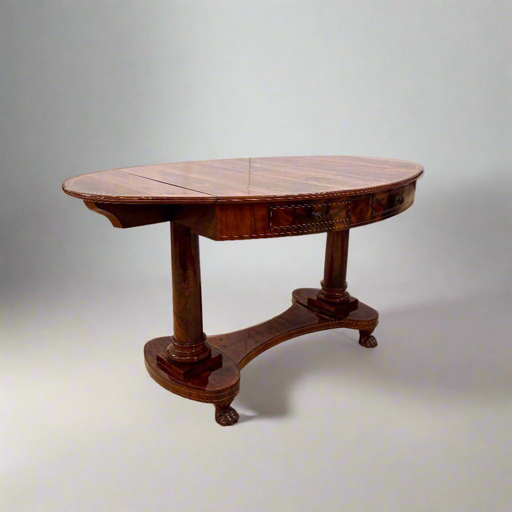 Biedermeier Period Oval Mahogany Library Table desk Germany For Sale 5