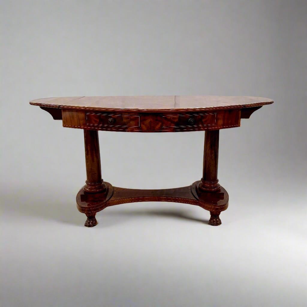 Biedermeier Period Oval Mahogany Library Table desk Germany For Sale 6