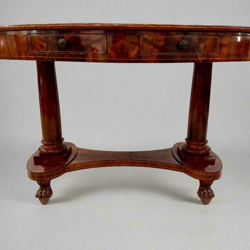 Biedermeier Period Oval Mahogany Library Table desk Germany For Sale 7