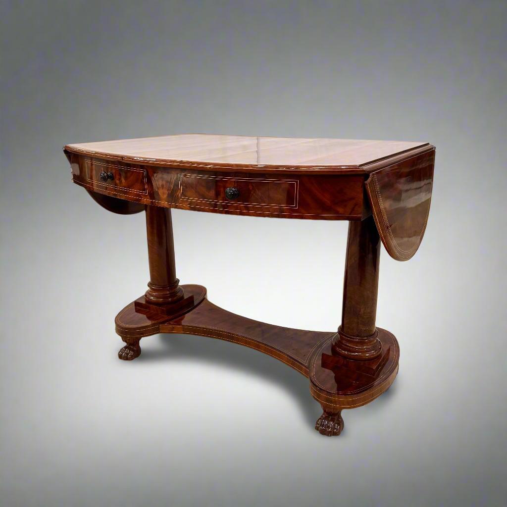 Early 19th Century Biedermeier Period Oval Mahogany Library Table desk Germany For Sale