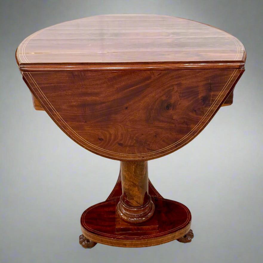 Biedermeier Period Oval Mahogany Library Table desk Germany For Sale 1