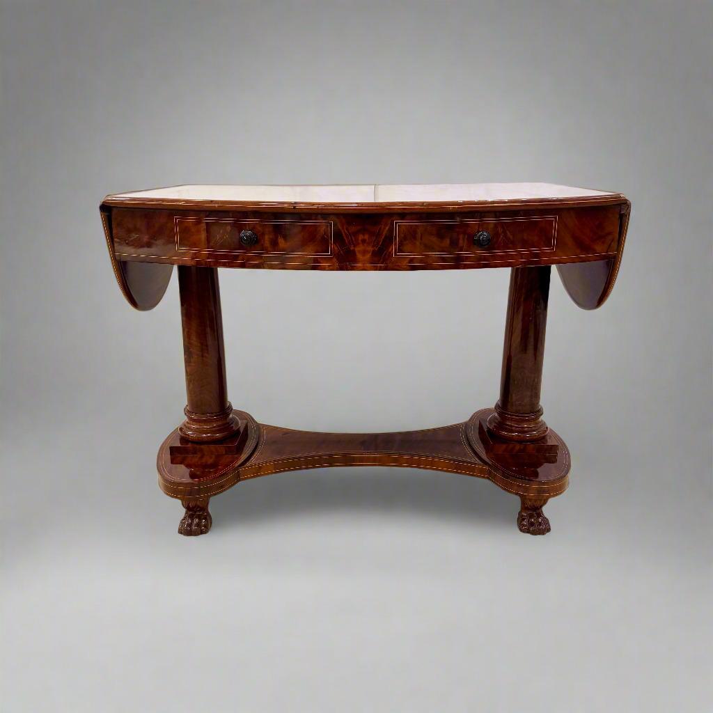 Biedermeier Period Oval Mahogany Library Table desk Germany For Sale 2