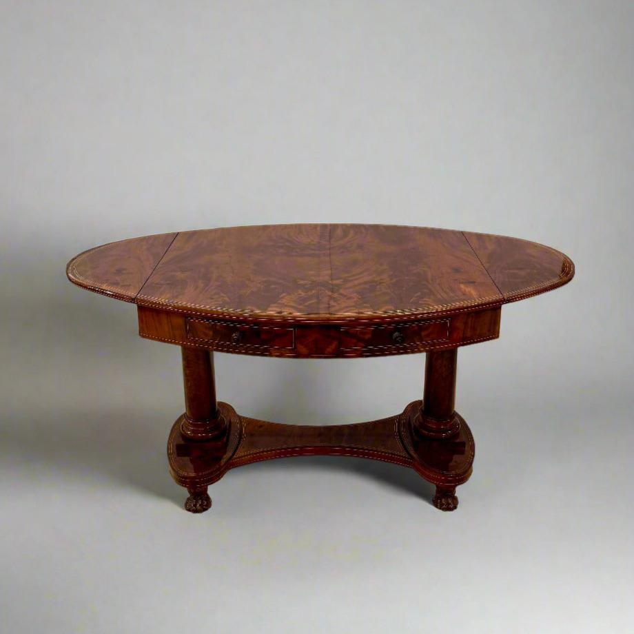 Biedermeier Period Oval Mahogany Library Table desk Germany For Sale 3