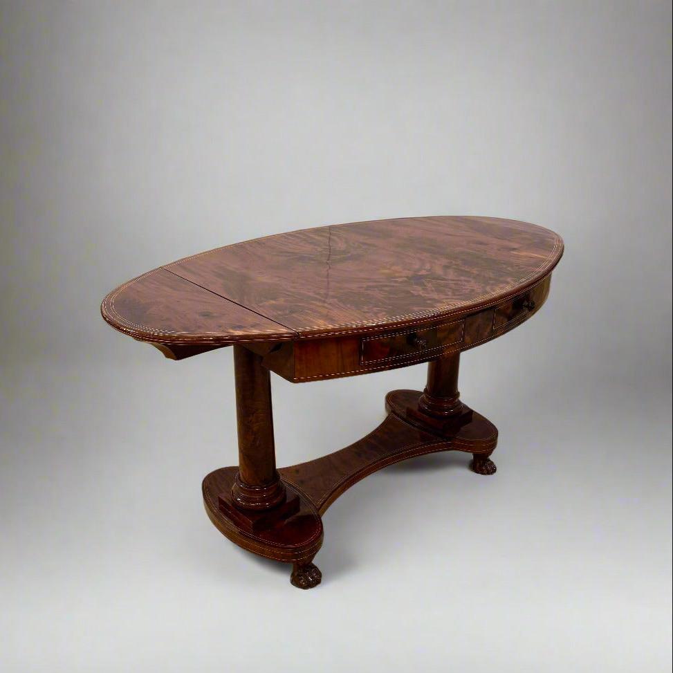 Biedermeier Period Oval Mahogany Library Table desk Germany For Sale 4