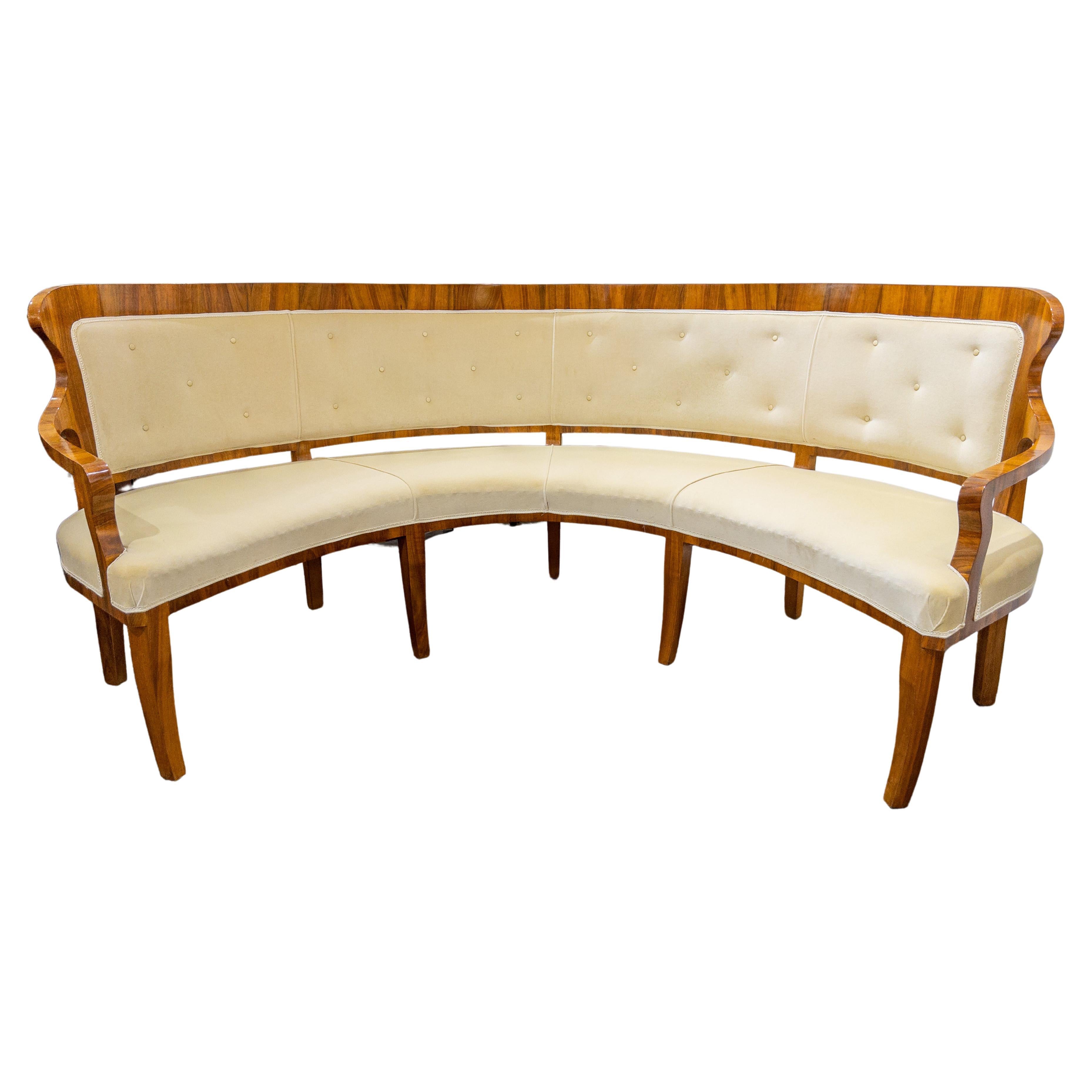 Biedermeier Period Rounded Upholstered Settee For Sale
