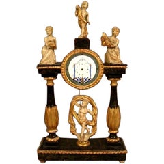 Antique Biedermeier Period Wood and Gilt Clock