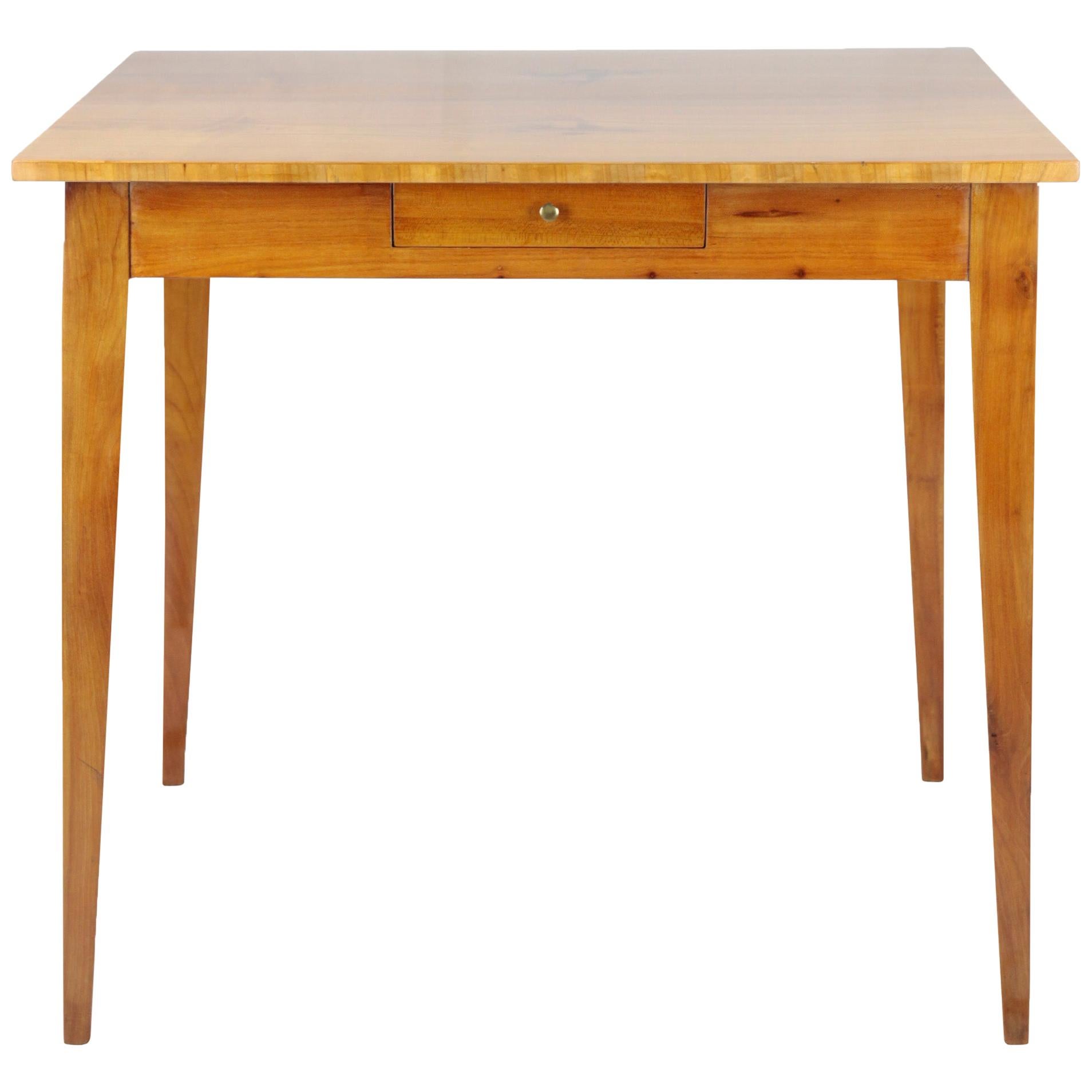 Biedermeier Period Writing Side Table, Cherry Veneer, circa 1820-1830, 1-Drawer For Sale