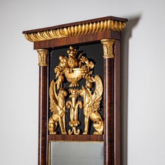 Biedermeier Pier Mirror with Griffin Decoration, circa 1840