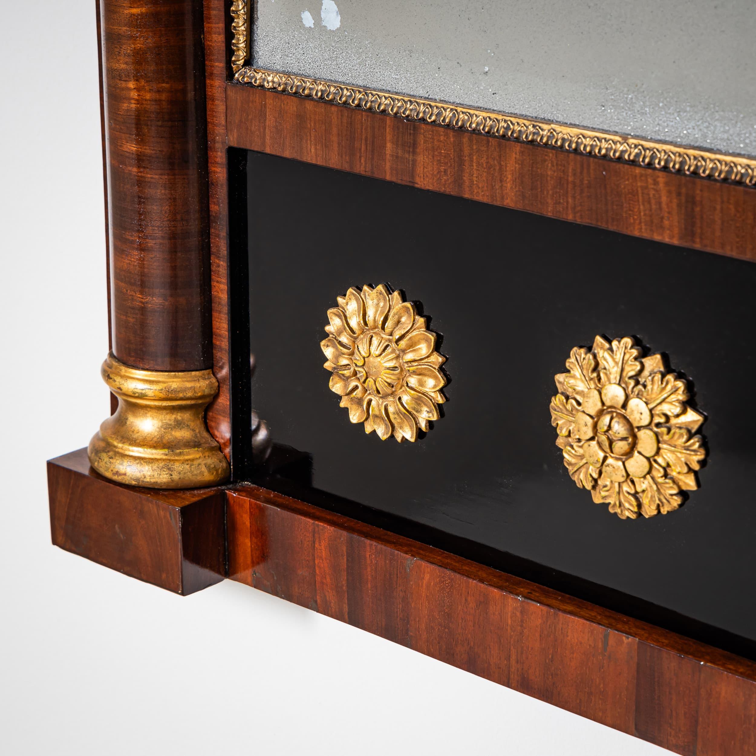 Mid-19th Century Biedermeier Pier Mirror with Griffin Decoration, circa 1840 For Sale