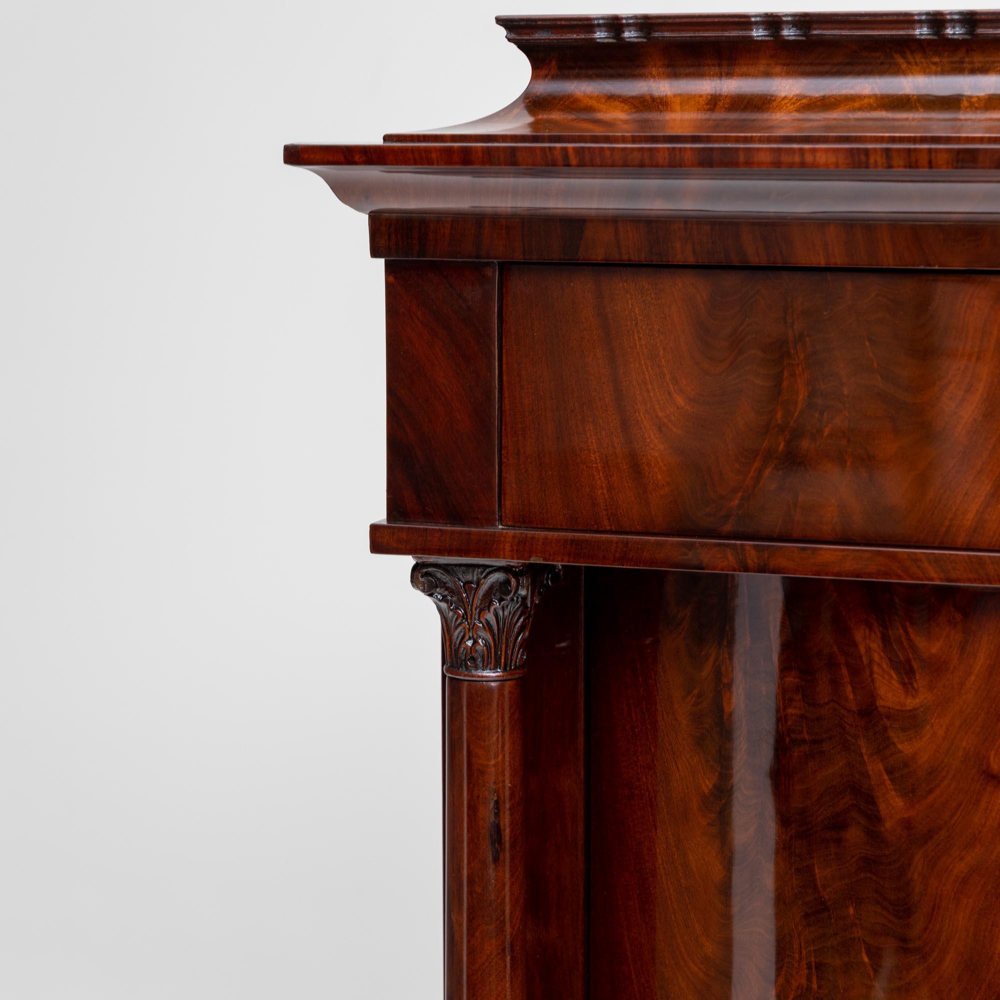 Veneer Biedermeier Pillar Cabinet, 1st Half 19th Century For Sale