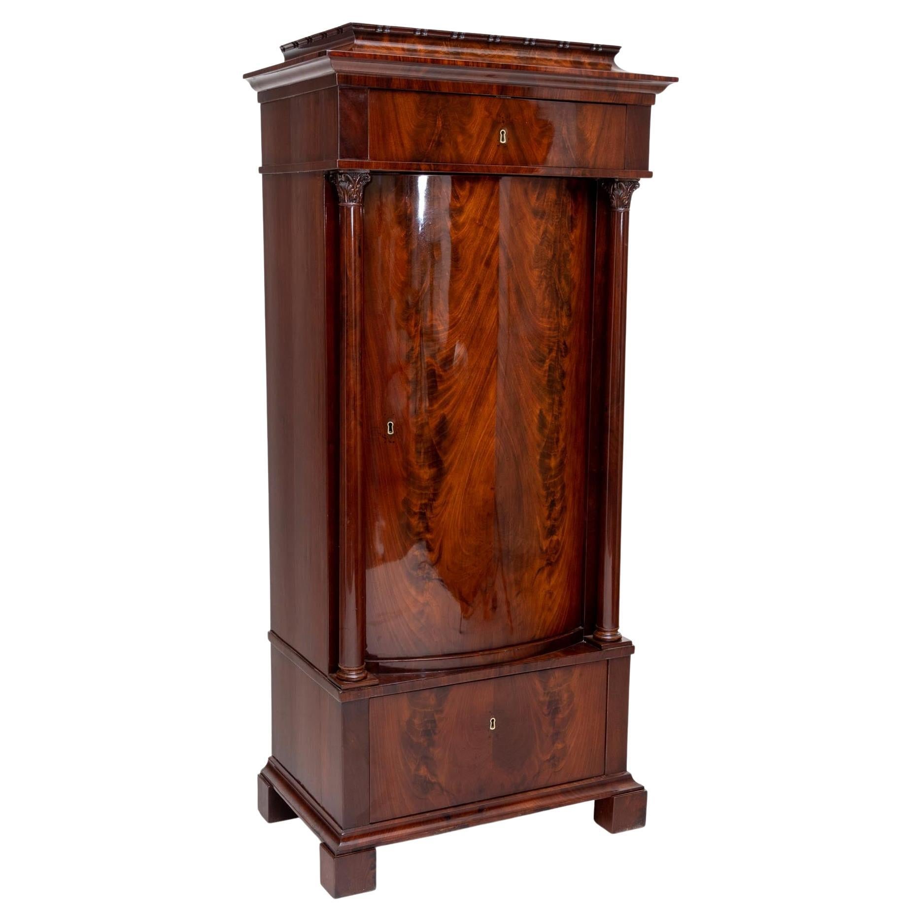 Biedermeier Pillar Cabinet, 1st Half 19th Century For Sale