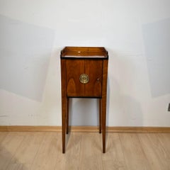Biedermeier Pillar Cabinet, Cherry Veneer, Brass, South Germany, circa 1820
