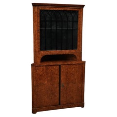 Biedermeier Poplar Briar Wood Austrian Corner Cabinet, 1820