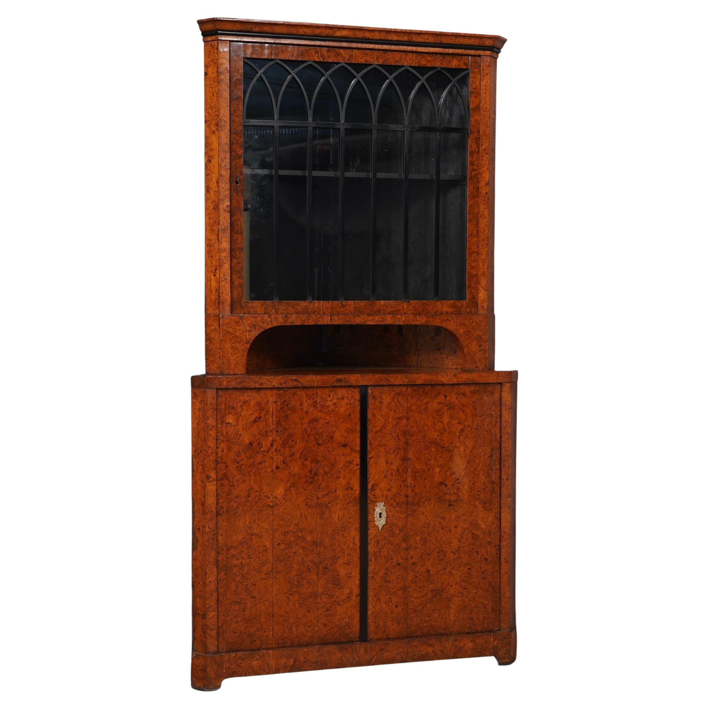 Biedermeier Poplar Briar Wood Austrian Corner Cabinet / Sideboard, 1820 For Sale