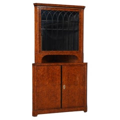 Antique Biedermeier Poplar Briar Wood Austrian Corner Cabinet / Sideboard, 1820