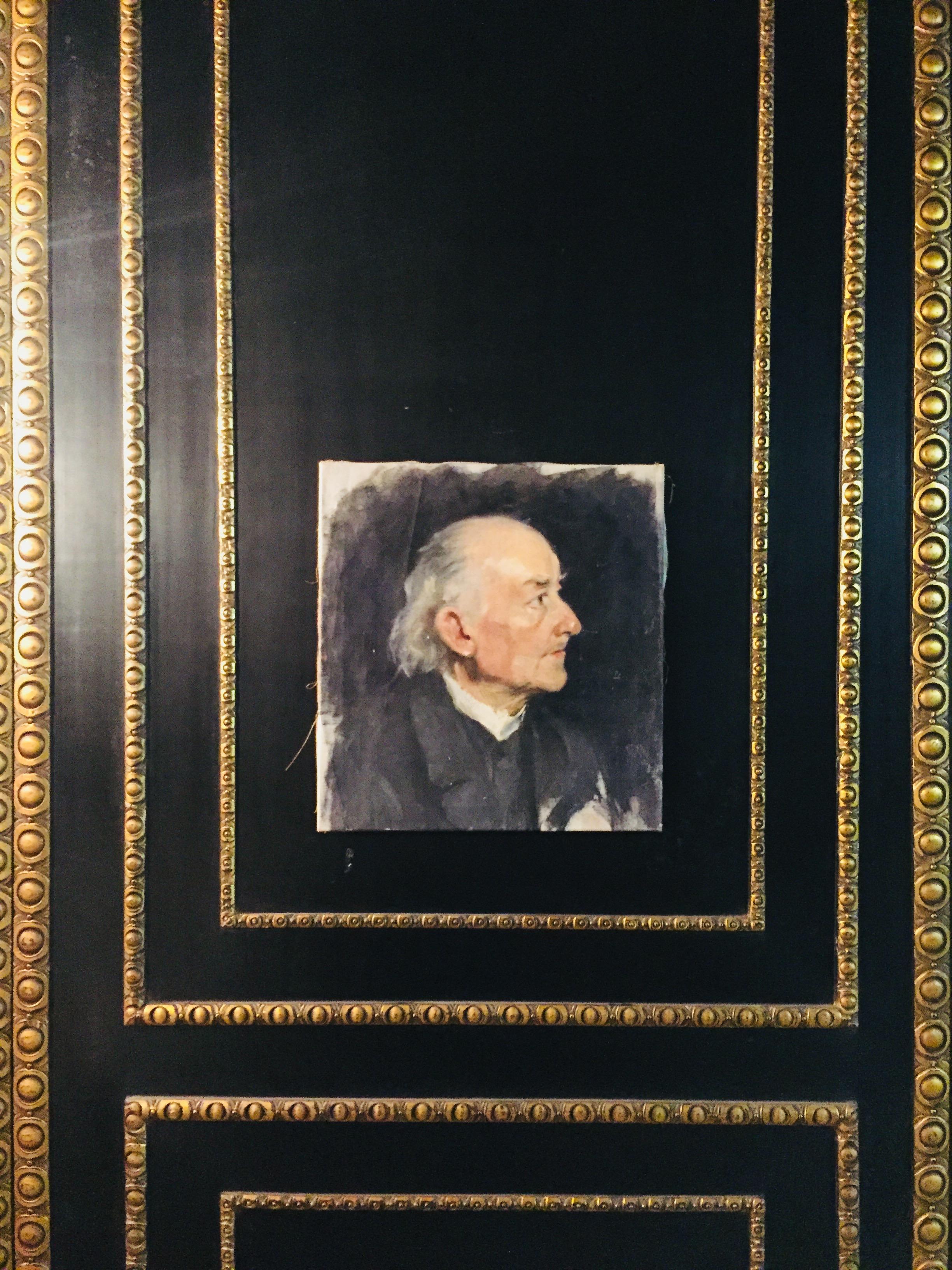 Canvas Antique Biedermeier Oil Portrait of an Old Man, circa 1830 For Sale
