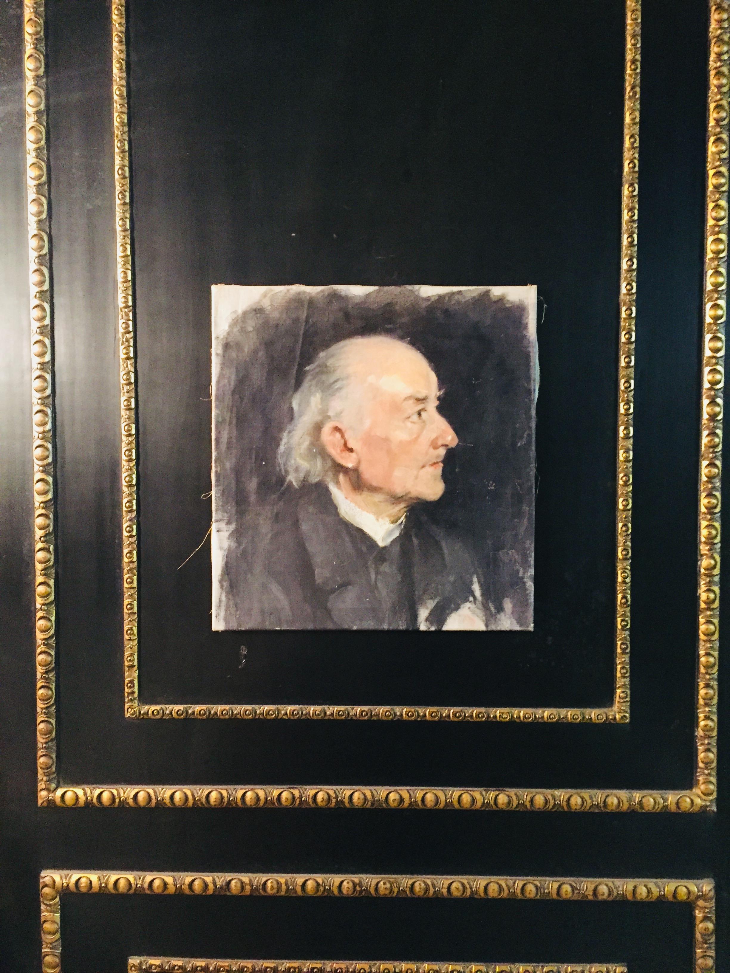 German Antique Biedermeier Oil Portrait of an Old Man, circa 1830 For Sale