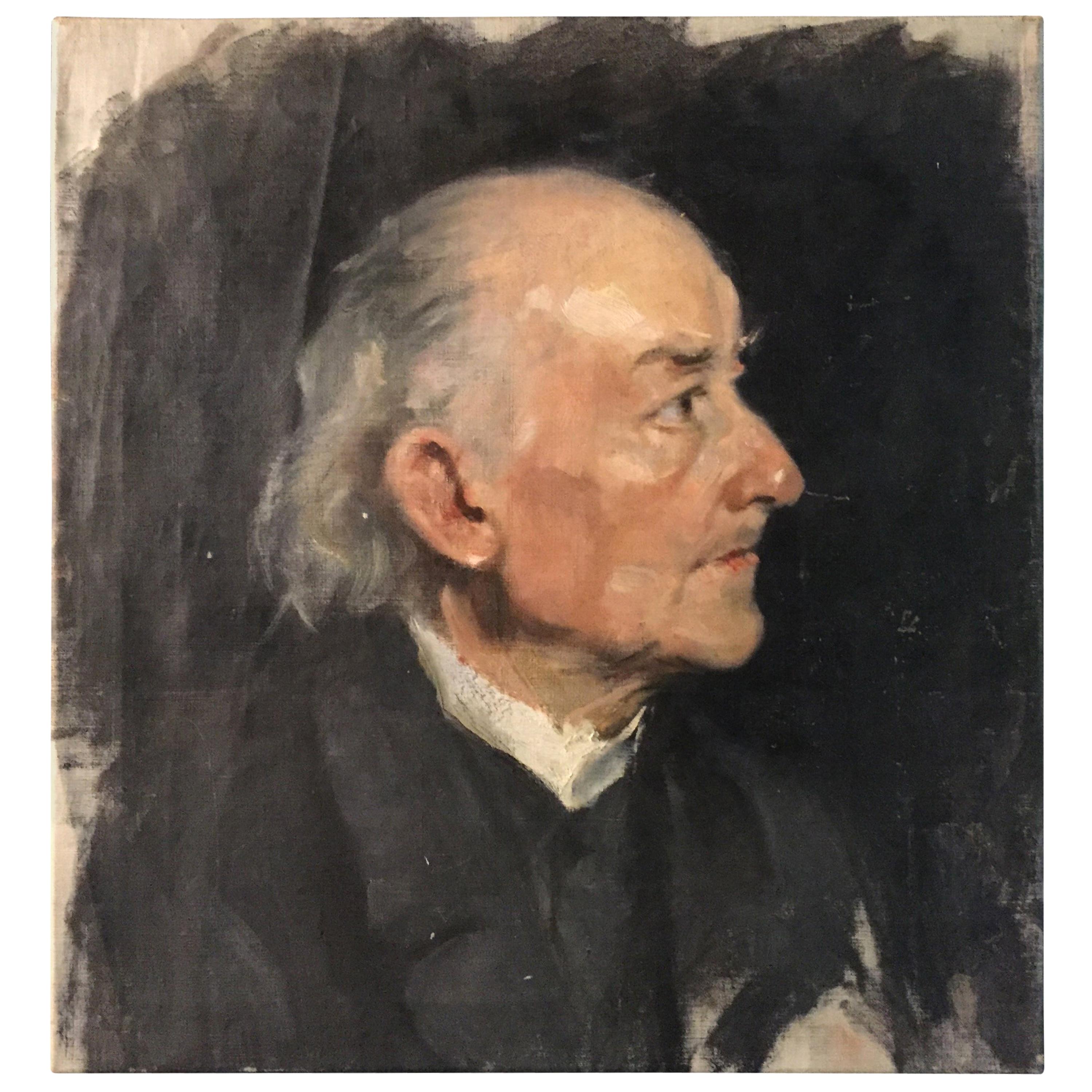 Antique Biedermeier Oil Portrait of an Old Man, circa 1830