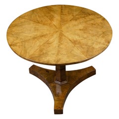 Biedermeier Radially Veneered Fruitwood Center Table with Tripod Base