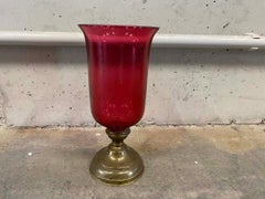 Biedermeier Red Glass Goblet Lantern, Around 1850