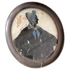 Pittura su vetro a rovescio Biedermeier, Silhouette di un ritratto di signora