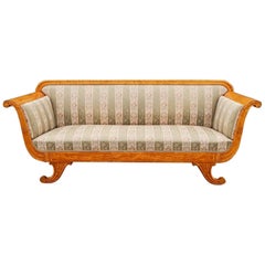 Biedermeier Revival Sofa with Panelled Sides in Golden Birch, Sweden, 1920s