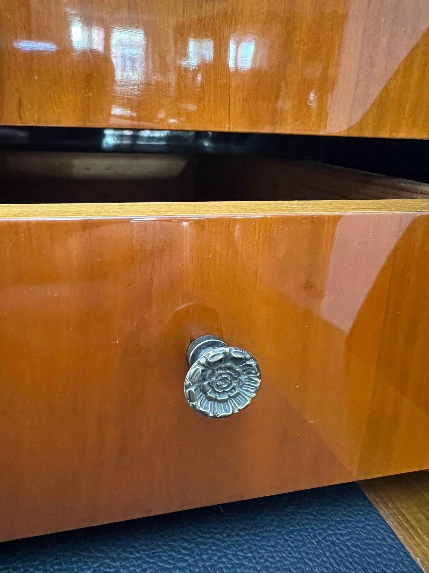 Biedermeier Roll-Top Desk, Cherry Veneer, Brass, Ink, South Germany circa 1820 For Sale 12