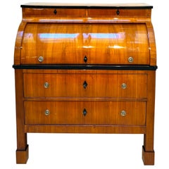 Biedermeier Sekretär mit Roll-Top-Schreibtisch, Kirschbaumfurnier, Süddeutschland um 1820