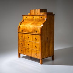 Biedermeier Roll-Top Secretary in Cherrywood, Saxony circa 1835
