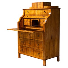 Biedermeier Roll-Top Secretary in Cherrywood, Saxony circa 1835