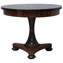 Biedermeier Round Mahogany and Black Glass Center Table, 1830