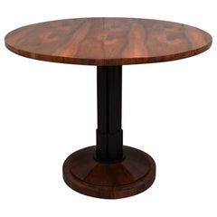 Antique Biedermeier Round Walnut Wood Austrian Folding Table, 1920