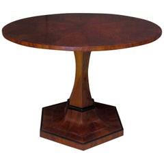 Antique Biedermeier Round Walnut Wood Austrian Folding Table, 1920