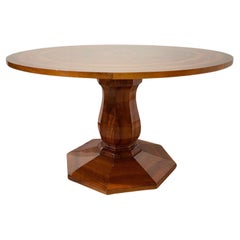 Antique Biedermeier Saloon Table, Walnut with Maple Inlay, South Germany, 19th C