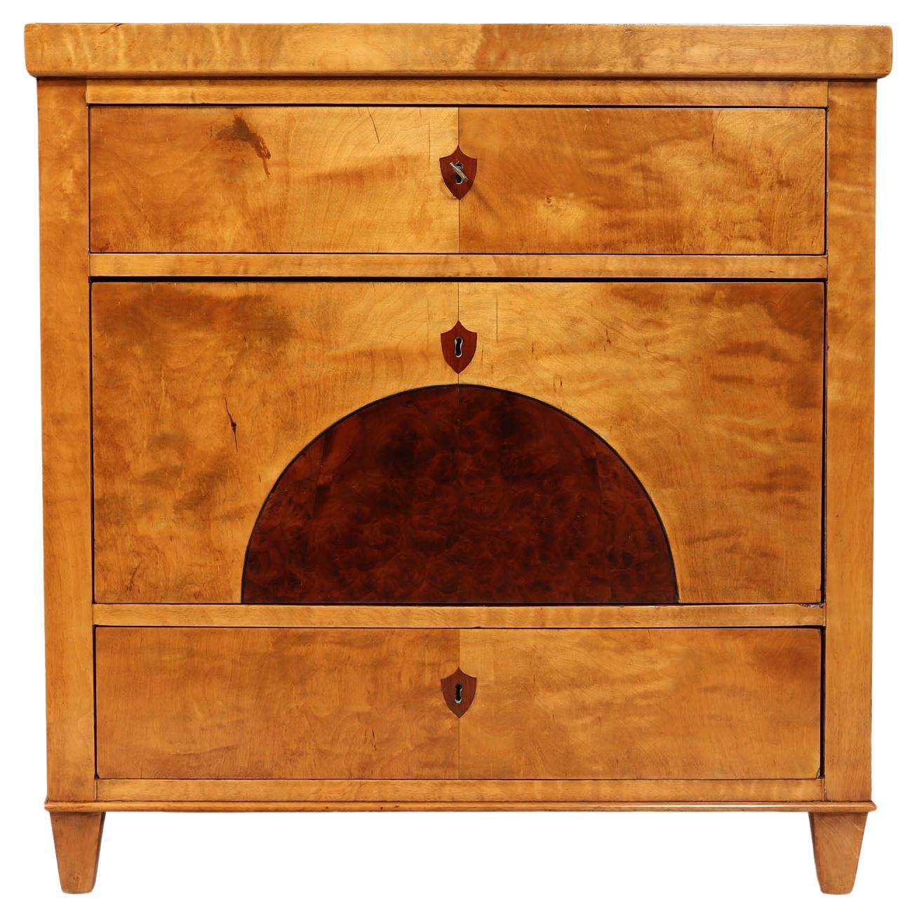 Biedermeier Satin Birch and Walnut Commode, Austria c1825 For Sale